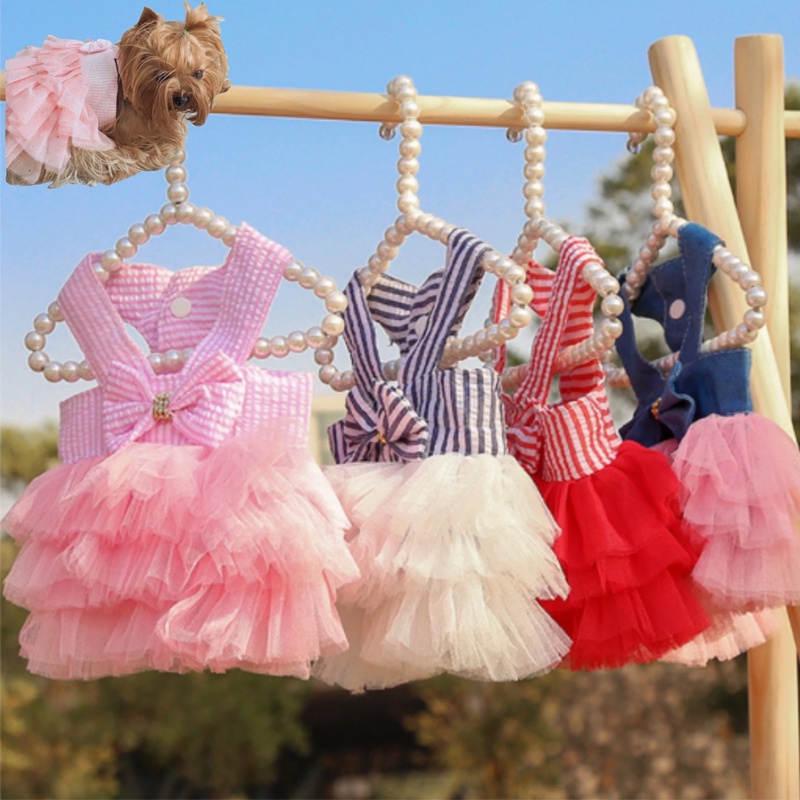 Summer Dog Lace Tullle Dress Pet Dog Clothes For Small Dog Party