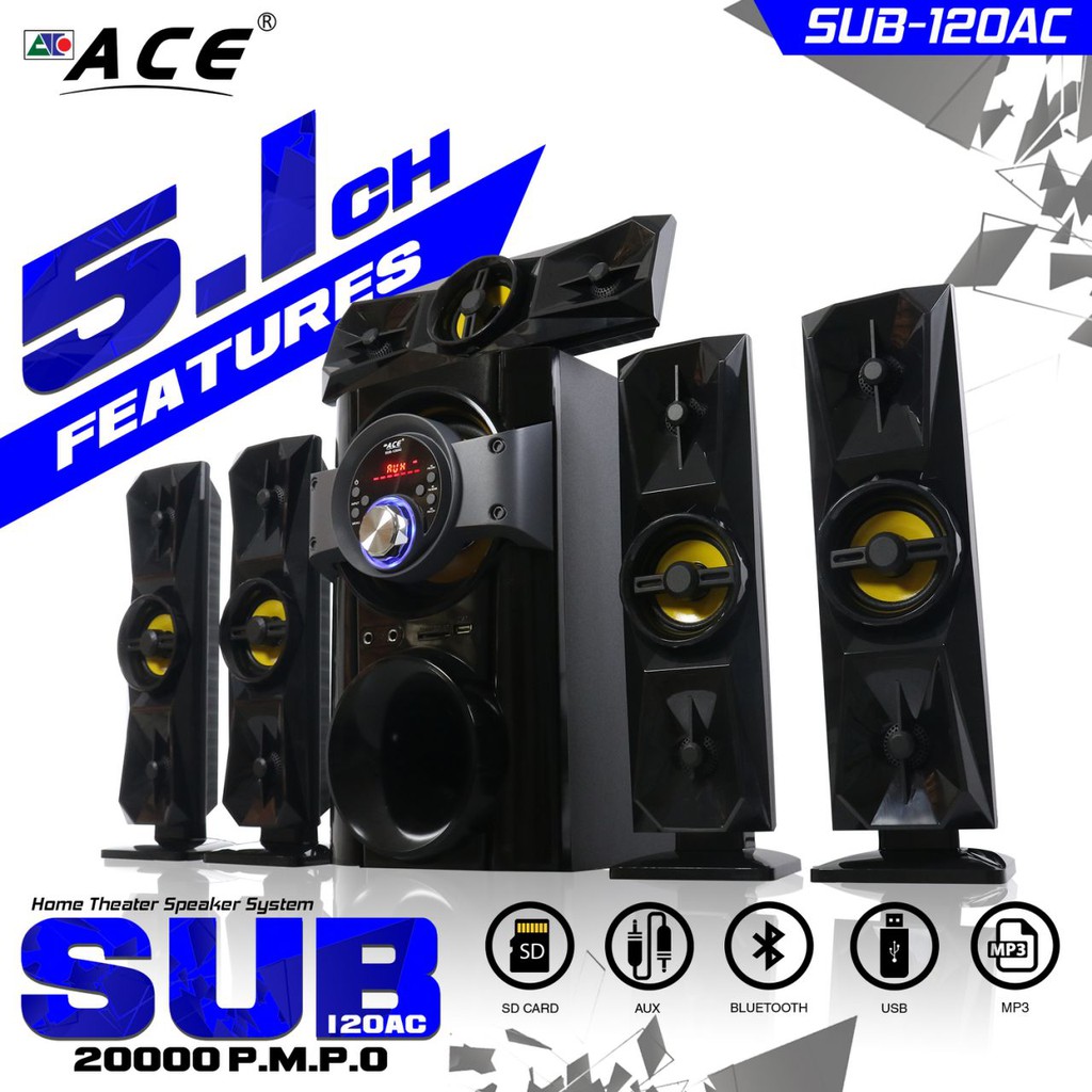 ACE SUB 120AC 5.1 CH HOME THEATRE Audio SPEAKER SYSTEM Shopee Philippines