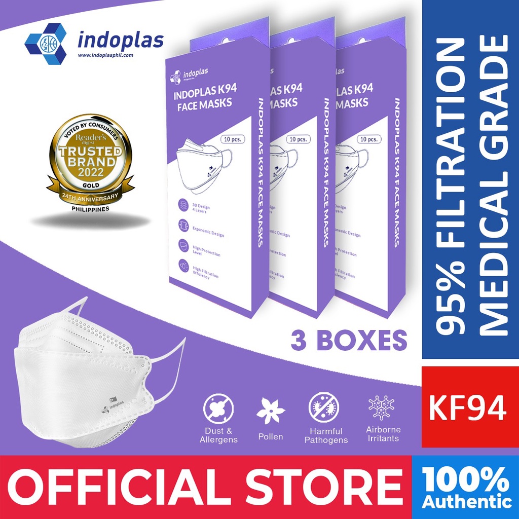 Indoplas KF94 Disposable Face Mask 10s FDA Registered (3 Boxe09
