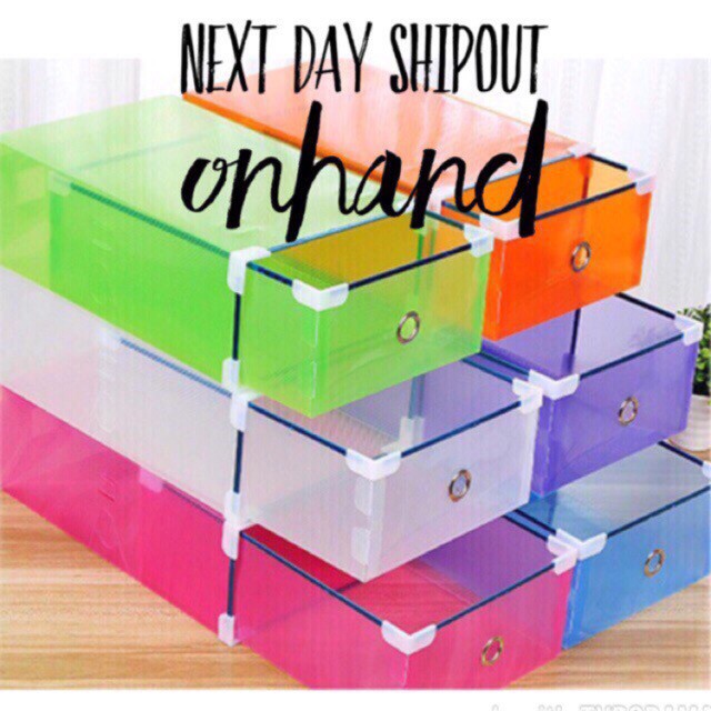 (COD)Colorful Stockable Shoe Box Storage Organizer Shopee Philippines