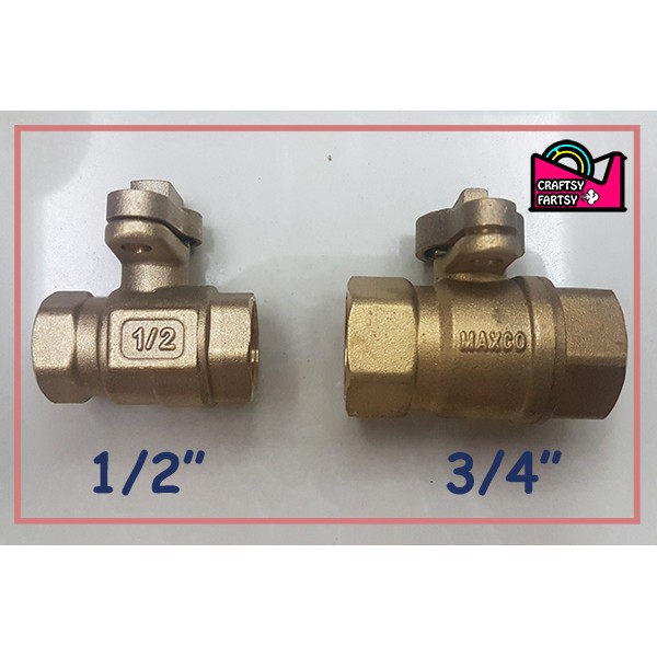 Brass Ball Valve w/ Lock Wing 1/2" and 3/4" for Water Meter Copper Gate