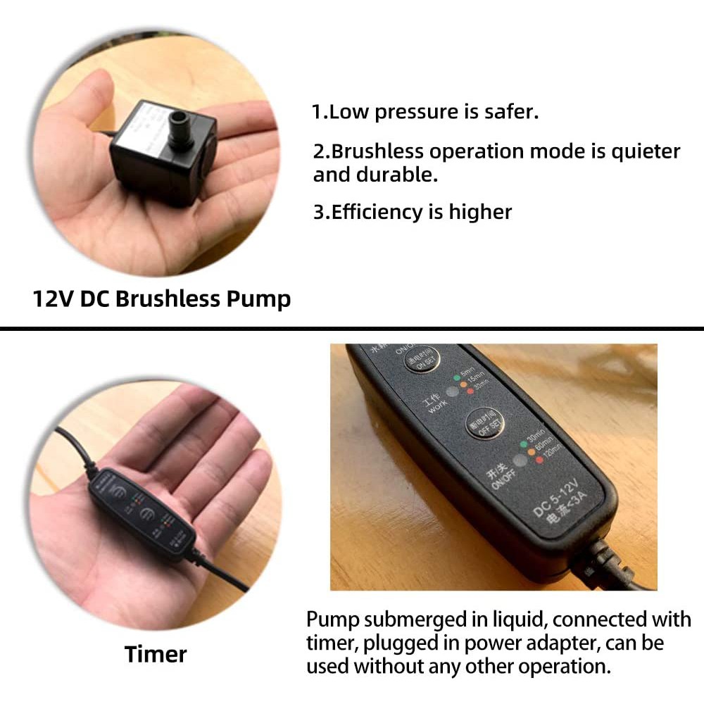 Hydroponic Water Pump + Smart Timer + Plug for NFT Grow System Shopee