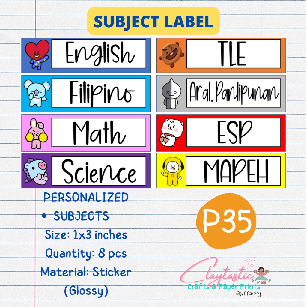 Back to School Subject Sticker Labels Shopee Philippines