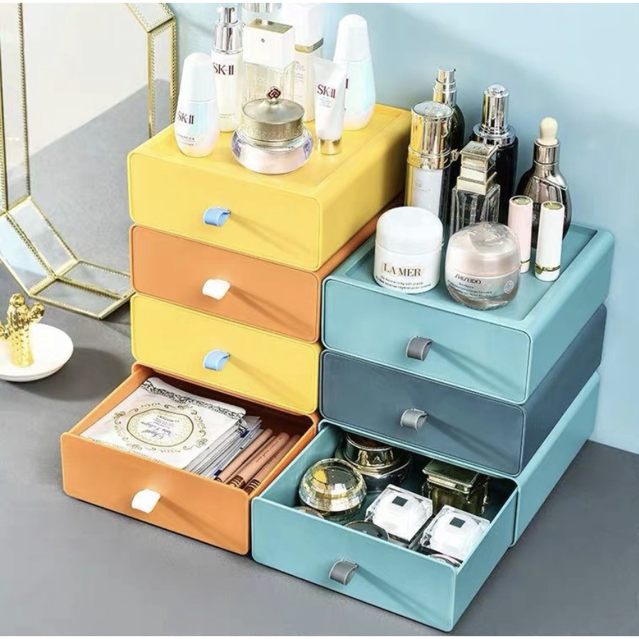 HMC Minimalist Aesthetic Stackable Mini Drawer Storage Box Organizer