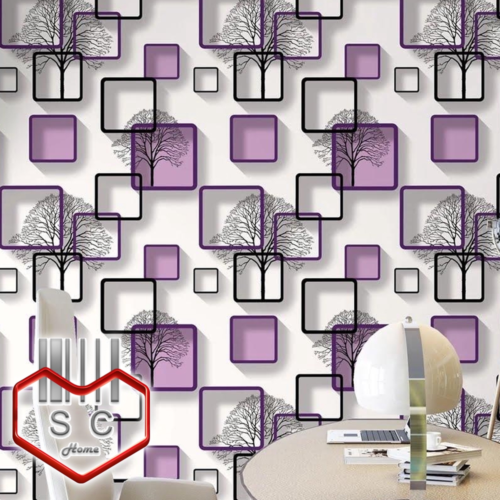 SC Wall Sticker Modern Abstract Design Purple 45cmX10m Self Adhesive 3D