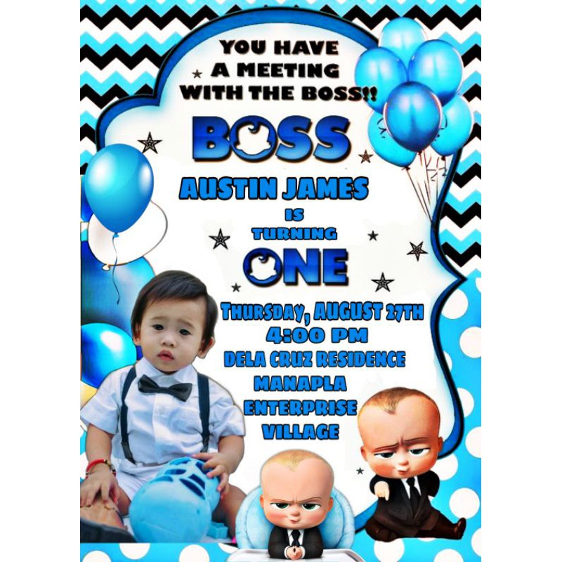 Boss baby invitation card size 4R free layout Shopee Philippines