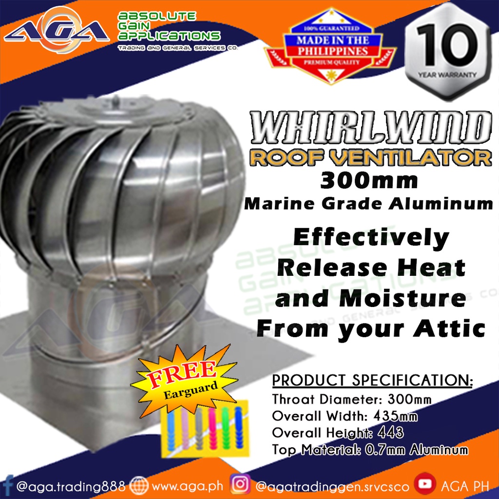 Roof Ventilator/ Attic Ventilator Whirlwind 10 Years warranty Shopee Philippines