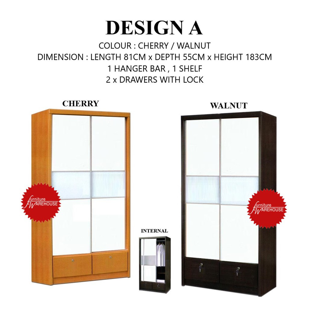 SLIDING WARDROBE CUPBOARD FREE ASSEMBLY INCLUDED DRXX Shopee Philippines