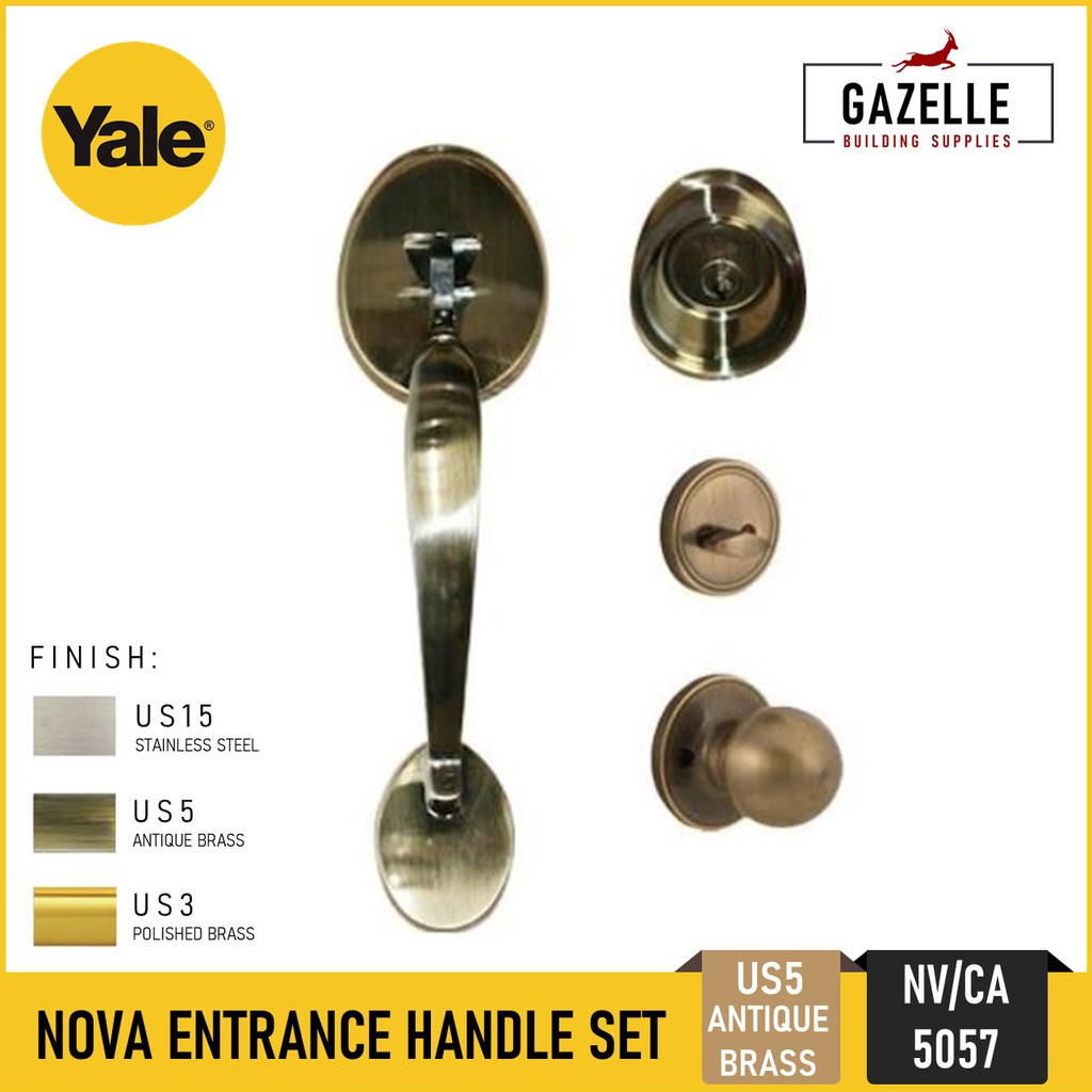 Yale Main Entrance Handle Set Nova Solid Brass Door Knob Handleset NV