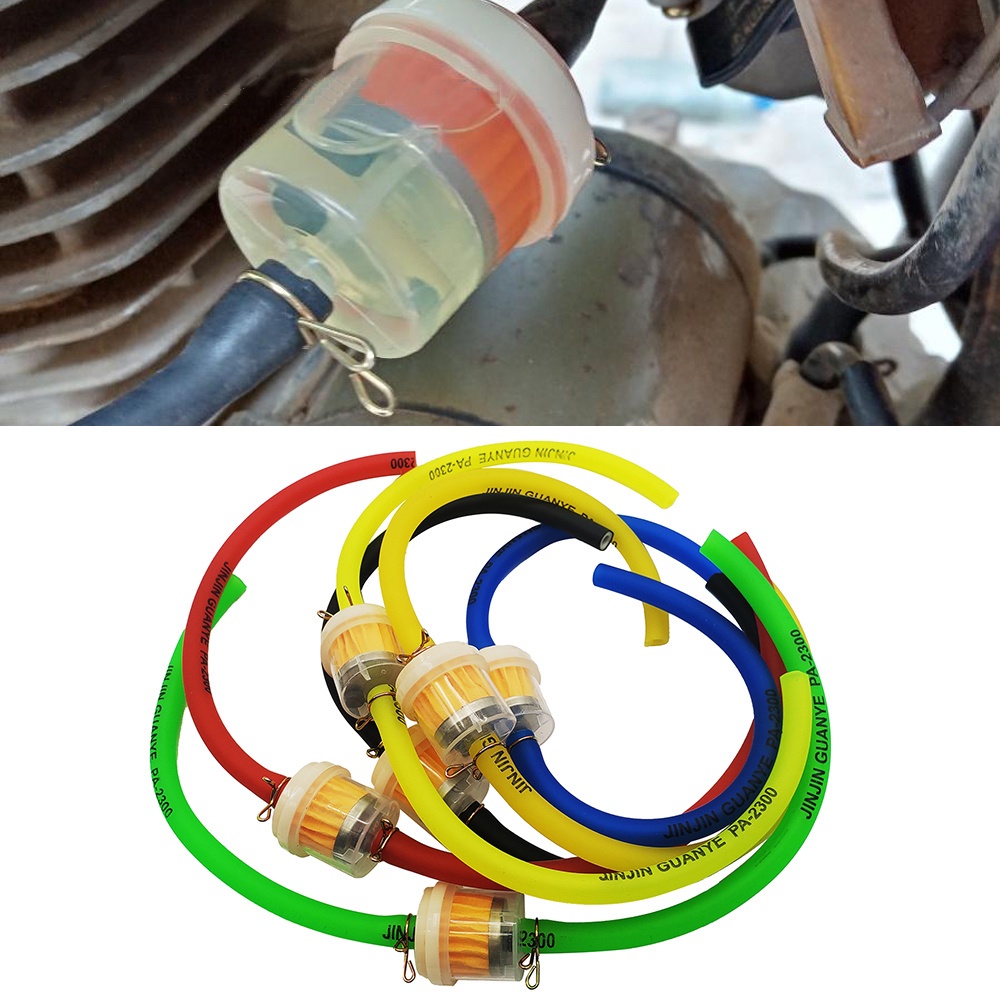 Universal motorcycle fuel filter with dual hoses colorful 6mm