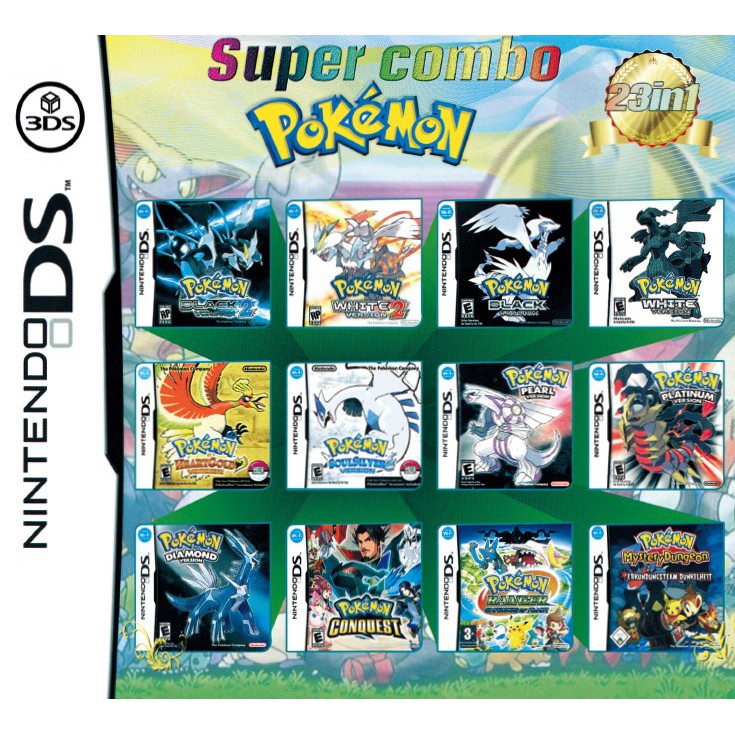 Pokemon NDS 23 in 1 Game Cartridge Mario Multicart for Nintendo DS NDSL