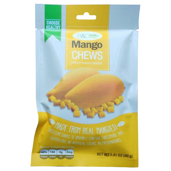 B&C Healthy Snack Mango Chews Chewy Mango Snacks 40g pouch