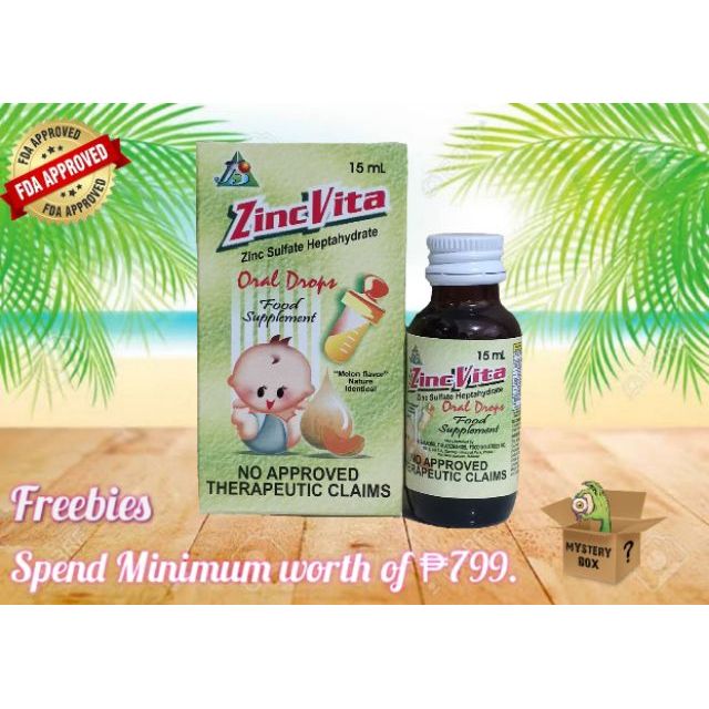 Zinc vita oral drops 15mL (ZINC SULFATE HEPTAHYDRATE) for babies