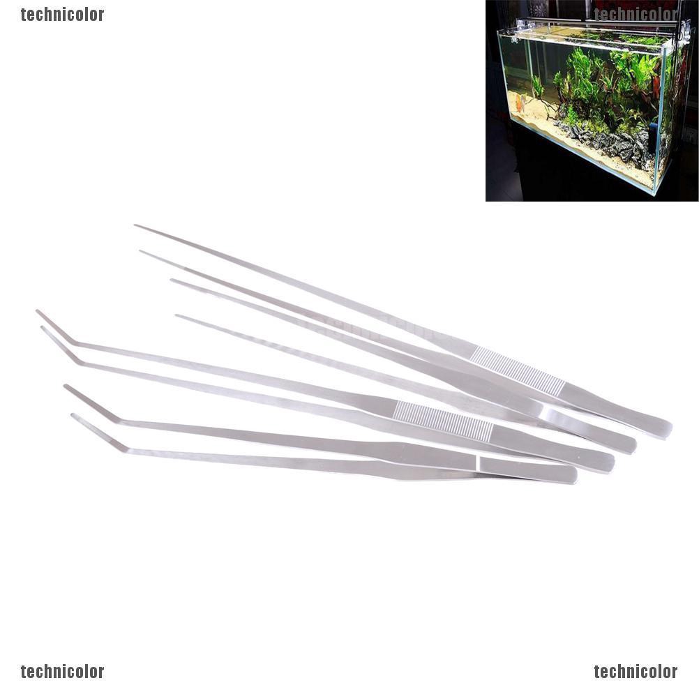 TCPH 38/48cm Aquarium Live Tank Curve Plant Long Tongs Stainless Steel