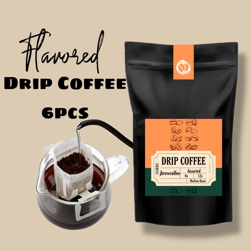 Drip Coffee Flavored 6s in pouch 13G each fresh local coffee