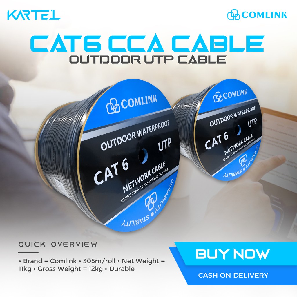 COMLINK CAT6 Quality Outdoor UTP LAN Cable 305m Shopee Philippines