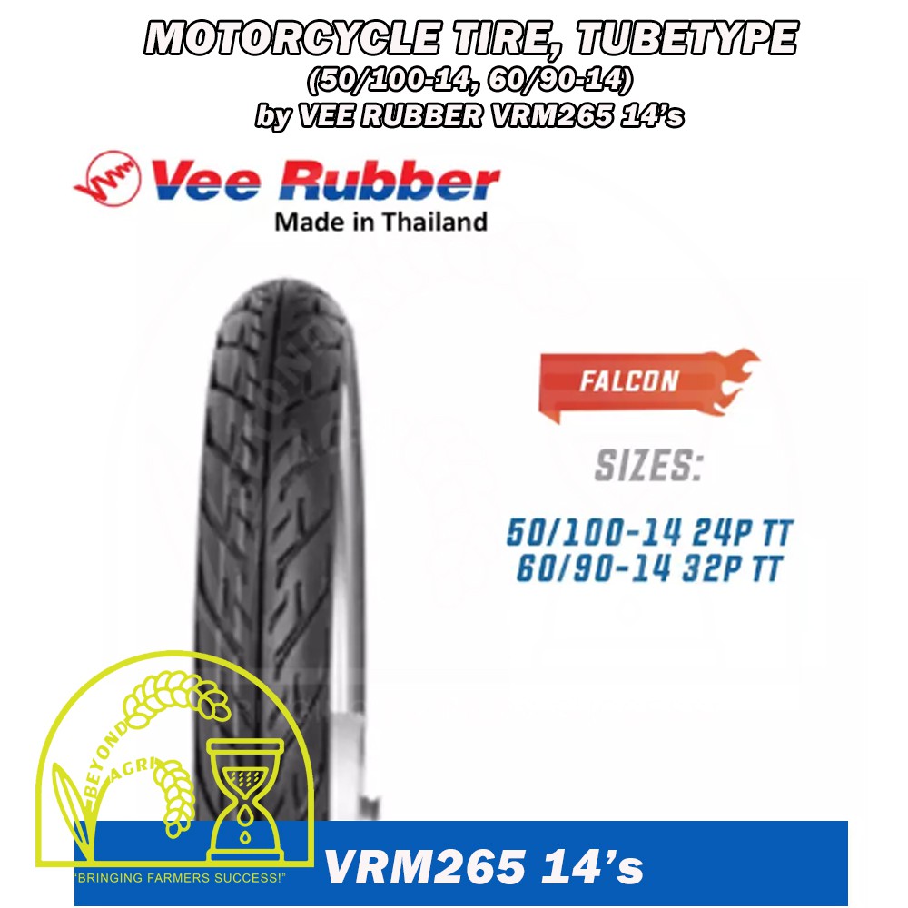 MOTORCYCLE TIRE 50 100 14 , 60 90 14 , 70 90 14 by VEE RUBBER VRM265