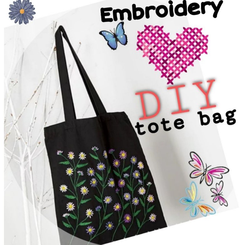 Embroidery Cross Stitch DIY Tote Bag Canvas Handbag Shopee Philippines