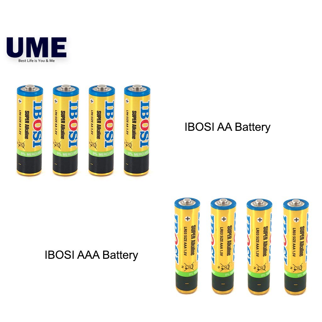 4pcs AAA / AA Battery IBOSI Super Alkaline Power 2A/3A Batteries 1.5V Pack of 4 LR6 / LR03