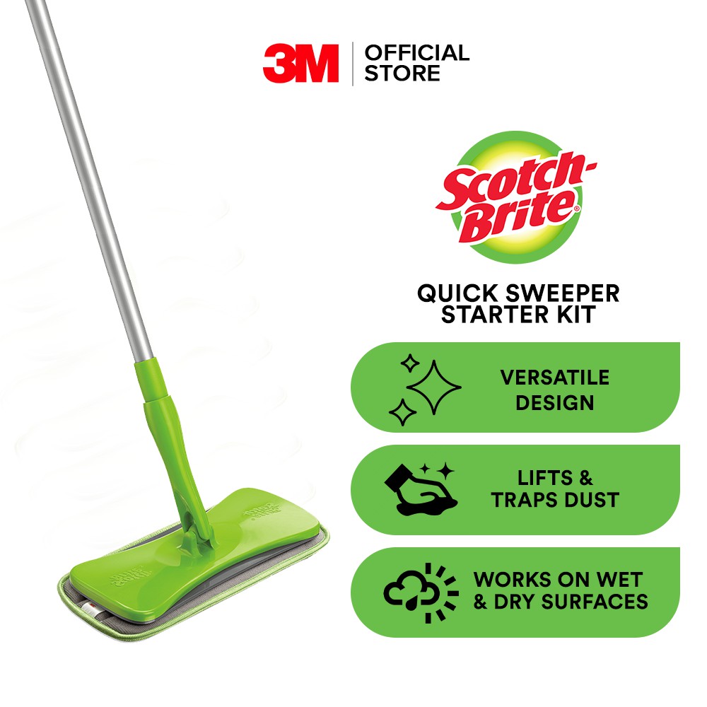3M Scotch Brite Quick Sweeper Mop, Flat mop, 360 degree rotating head