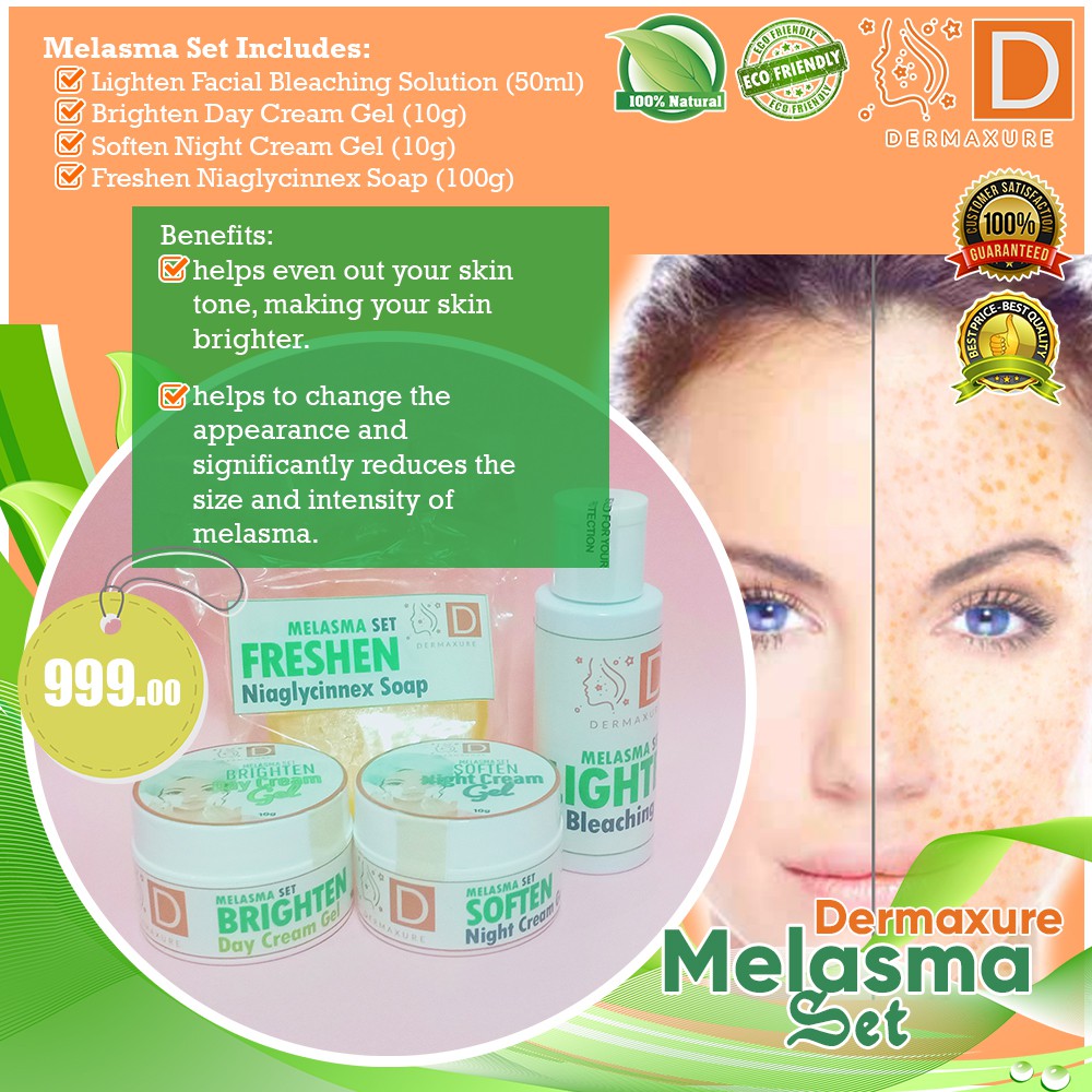 Dermaxure Melasma Set (Facial Bleaching Solution; Day Cream Gel; Night