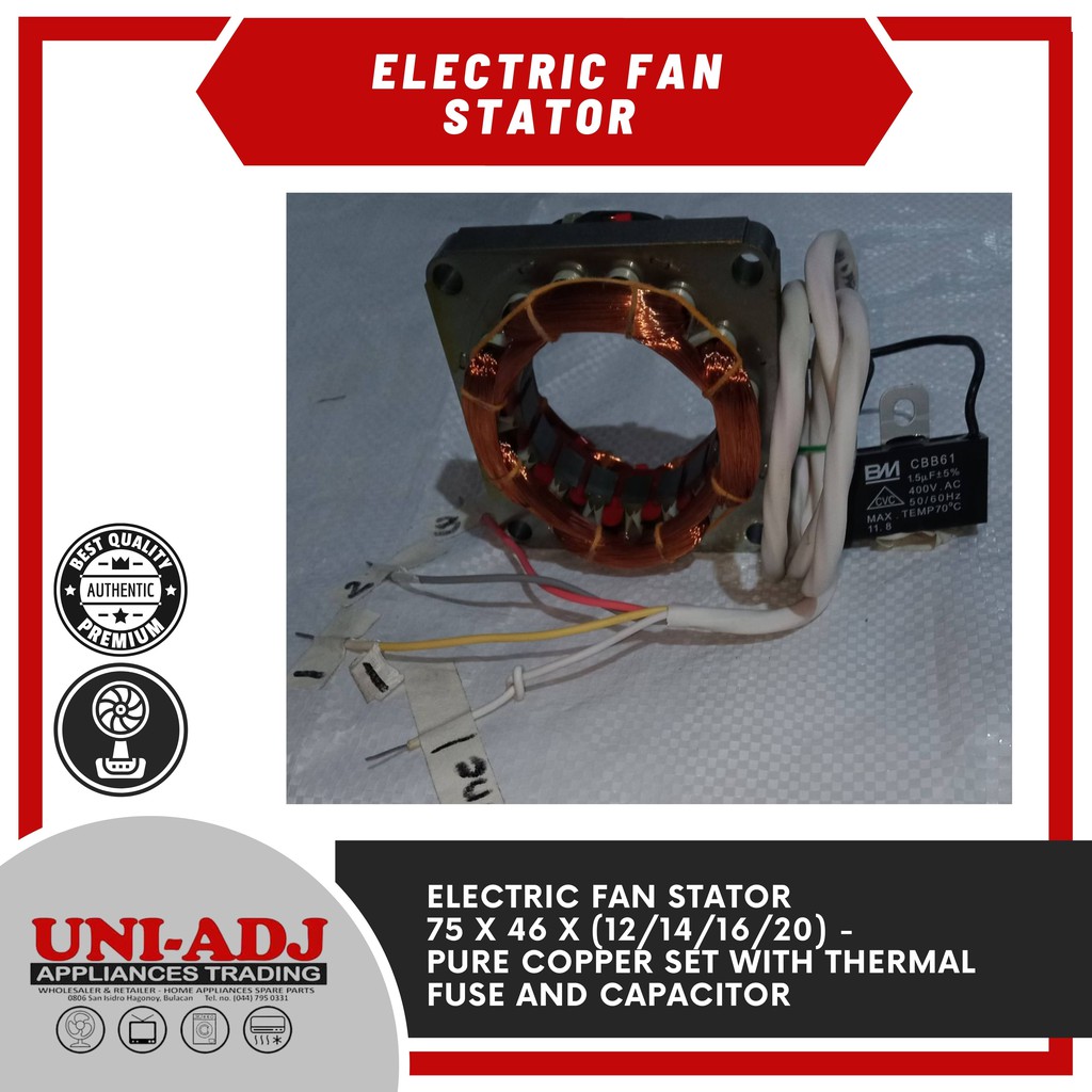 Electric Fan stator 75x46x(12/14/16/20) pure copper set w/thermal