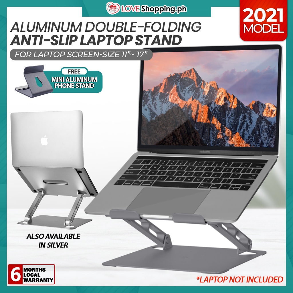 Aluminum Doublefolding AntiSlip Laptop Stand Adjustable Height