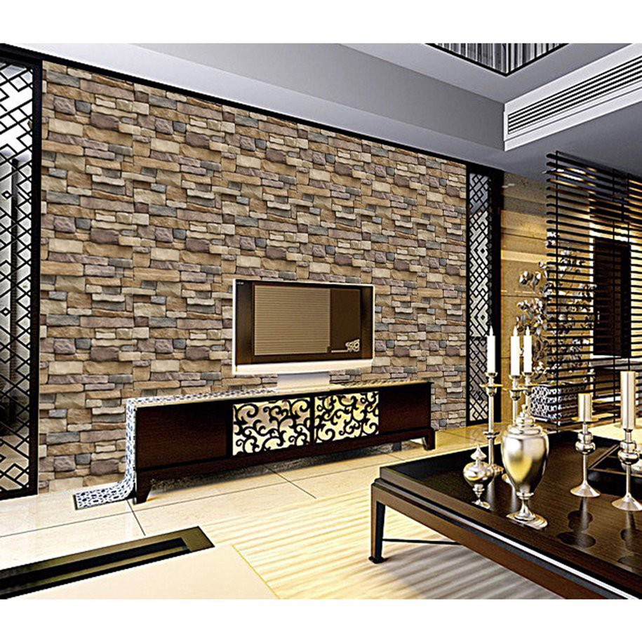 【The best】】3D Stone Brick Wallpaper PVC Wall Sticker