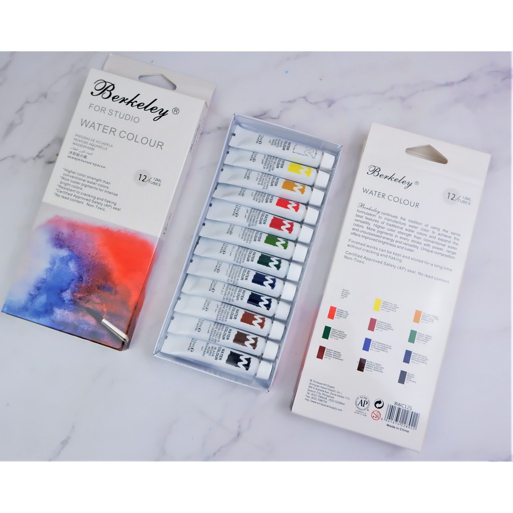 Berkeley Watercolor Paint in Tubes 12 Colors per Set Shopee Philippines