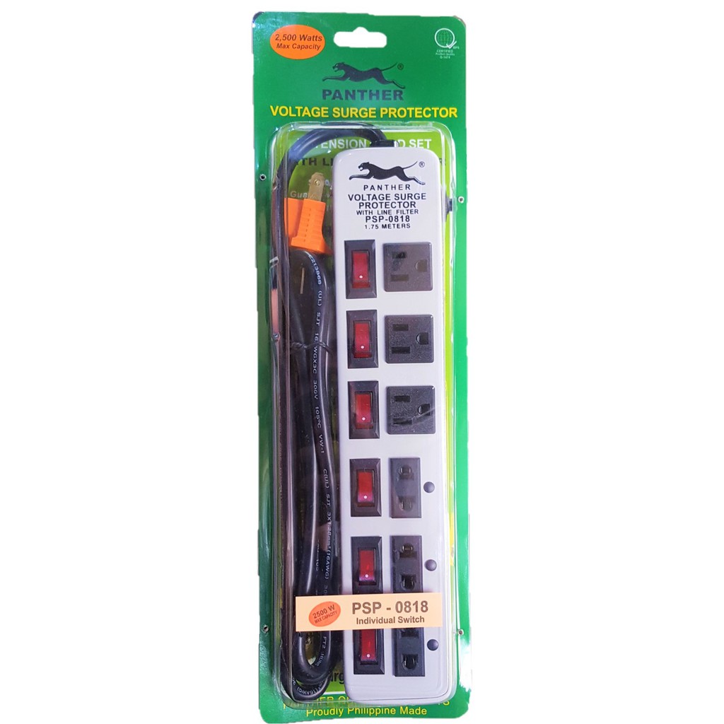 Panther Voltage Surge Protector Extension Cord Set 1.75M PSP0818