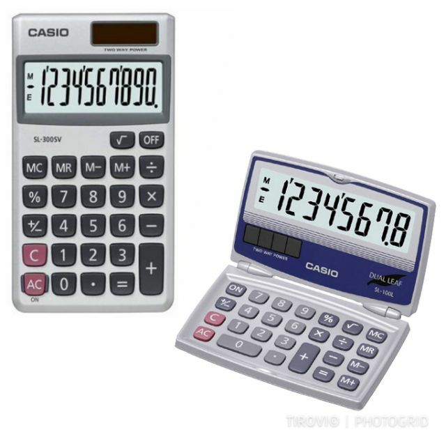 Casio SL-100L, SL-310SV • 8,10-Digit Folding/Wallet Solar Calculator