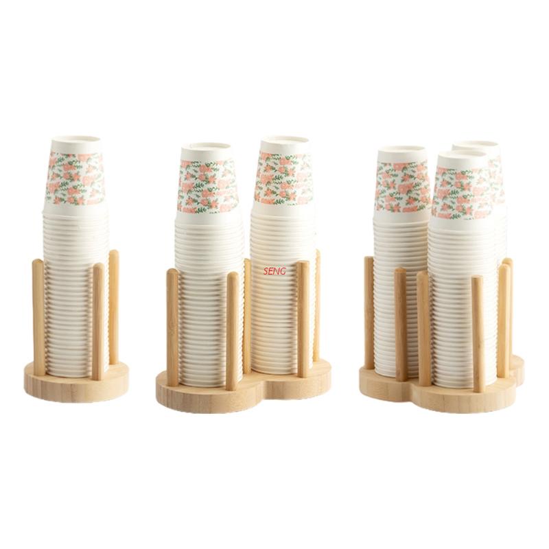 Shopware Disposable Cup Storage Holder Wood Dispenser Mug Display Stand