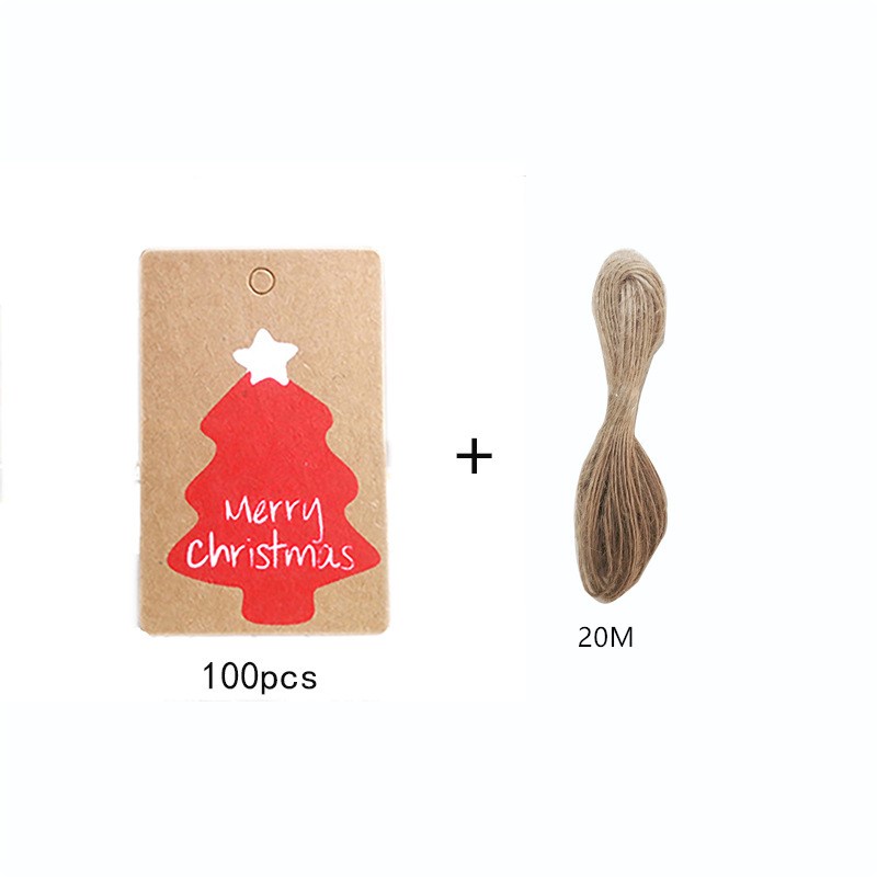 100Pcs/Set Brown Kraft Paper Christmas Gift Tags for DIY Handmade Gifts Packaging Hanging Labels
