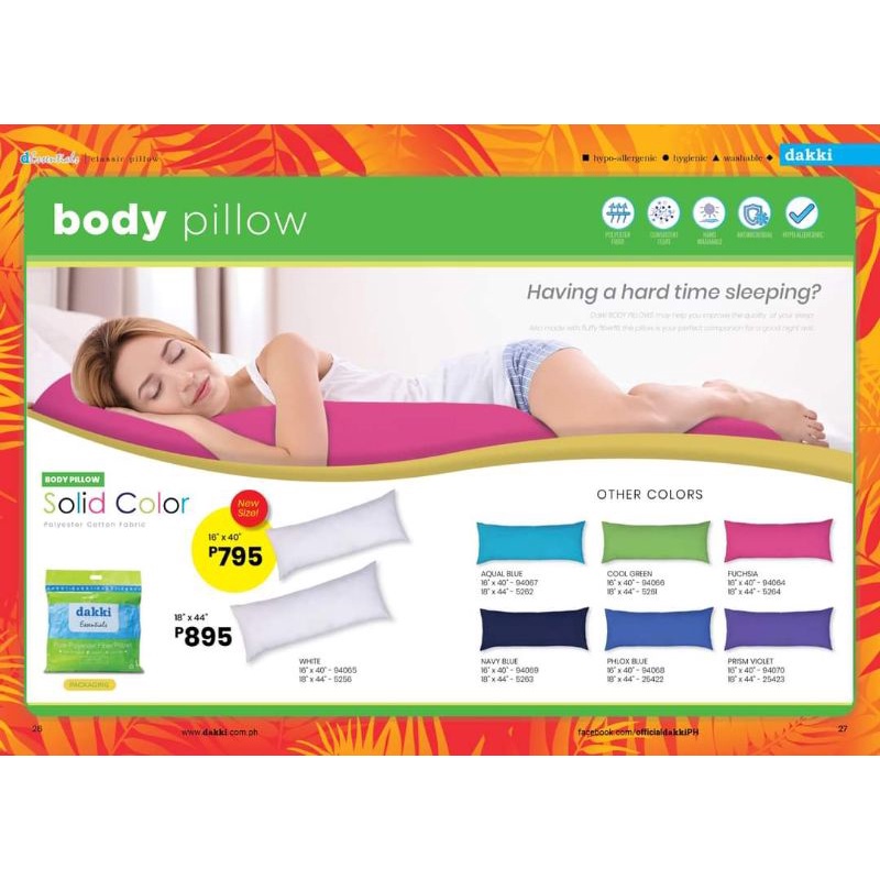 Dakki Body Pillow (Plain Color) Shopee Philippines