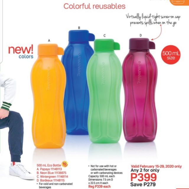Tupperware Eco Bottle Water Bottle 500ml Shopee Philippines