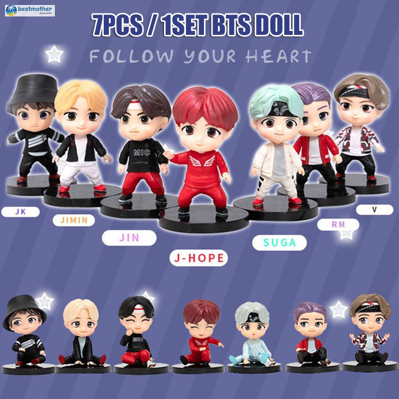 7Pcs/1Set Korean BTS Figurine Tata Chimmy Mang Cooky Shooky Va Rj Koya