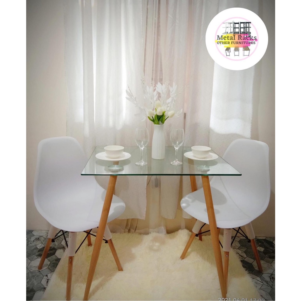 Tempered Glass Dining Table 80*60*75cm (Chairs not included) Shopee