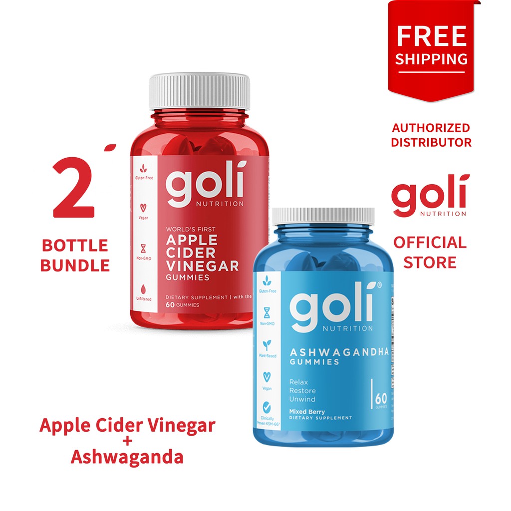 Goli Bundle Apple Cider Vinegar 60s Gummies and Ashwagandha 60s Gummies