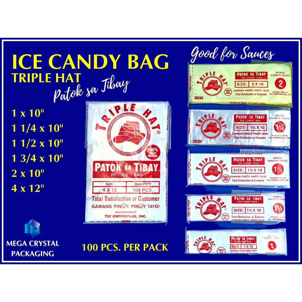 Ice Candy Bag Triple Hat Patok sa Tibay Sauce Clear Plastic 1 x 10