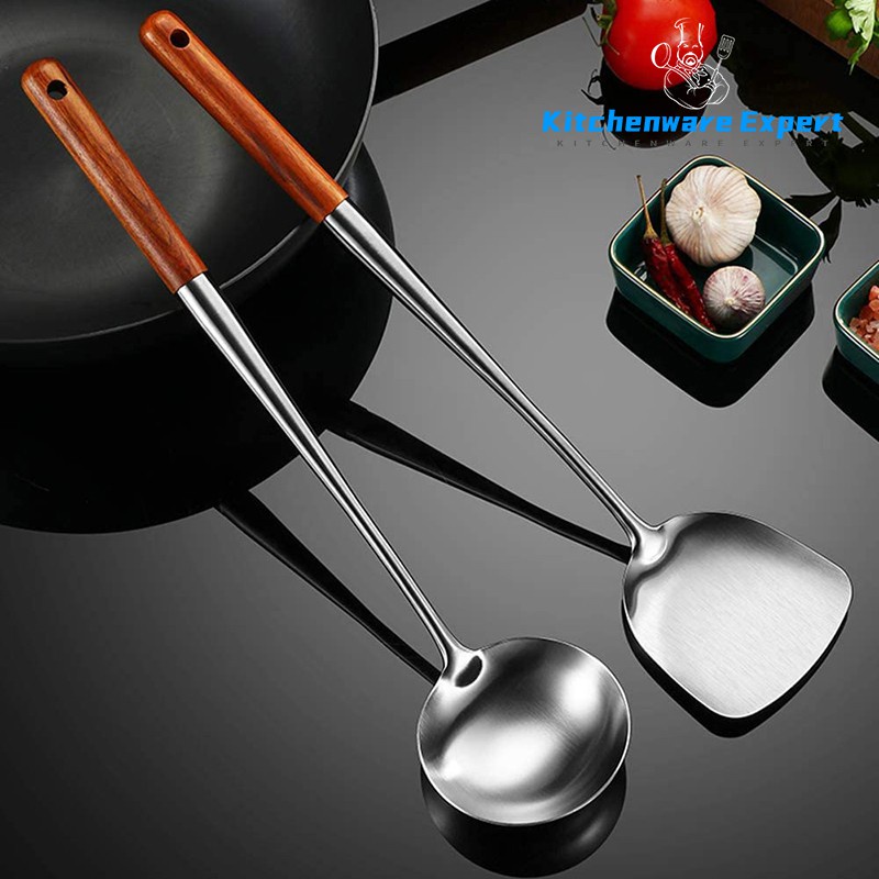 sandok set Kitchenware expert spatula and ladle tool set 17inch spatula stainless steel wok