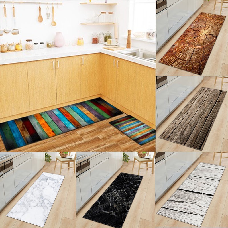 Plank Retro Kitchen Long Mat Absorbent Nonslip Kitchen Rug Entrance