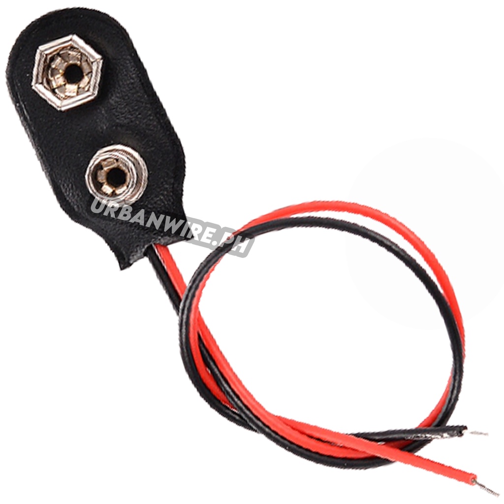 9V Battery 9V Clip Holder Snap On Connector Black Cable Heavy Duty