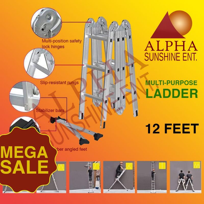 Multipurpose Ladder Aluminium 12 FEET CHEAPEST!!! Shopee Philippines