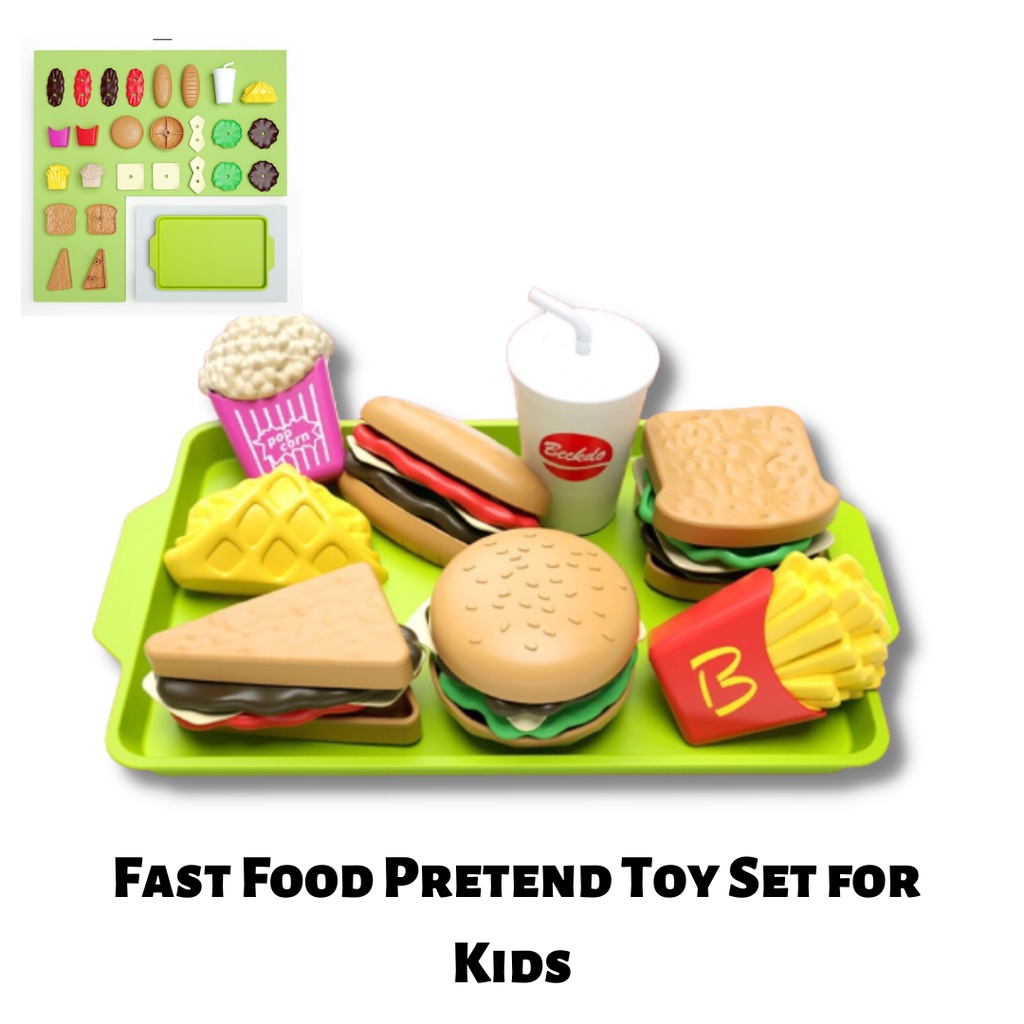 Play Food Toy Set Kitchen Pretend Play Accessories Toy Fast Food