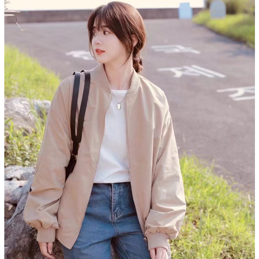 men's bomber jacket Korean trend tooling casual jacket simple solid