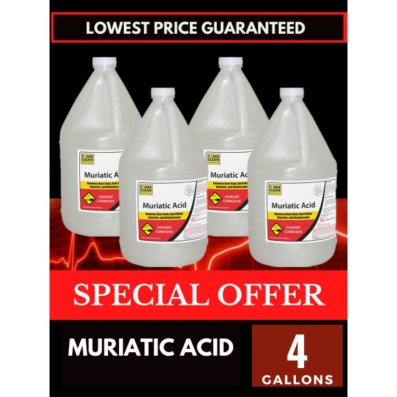 *PACK OF 4 GALLONS* MURIATIC ACID Disinfectant Toilet Tile Pool Floor
