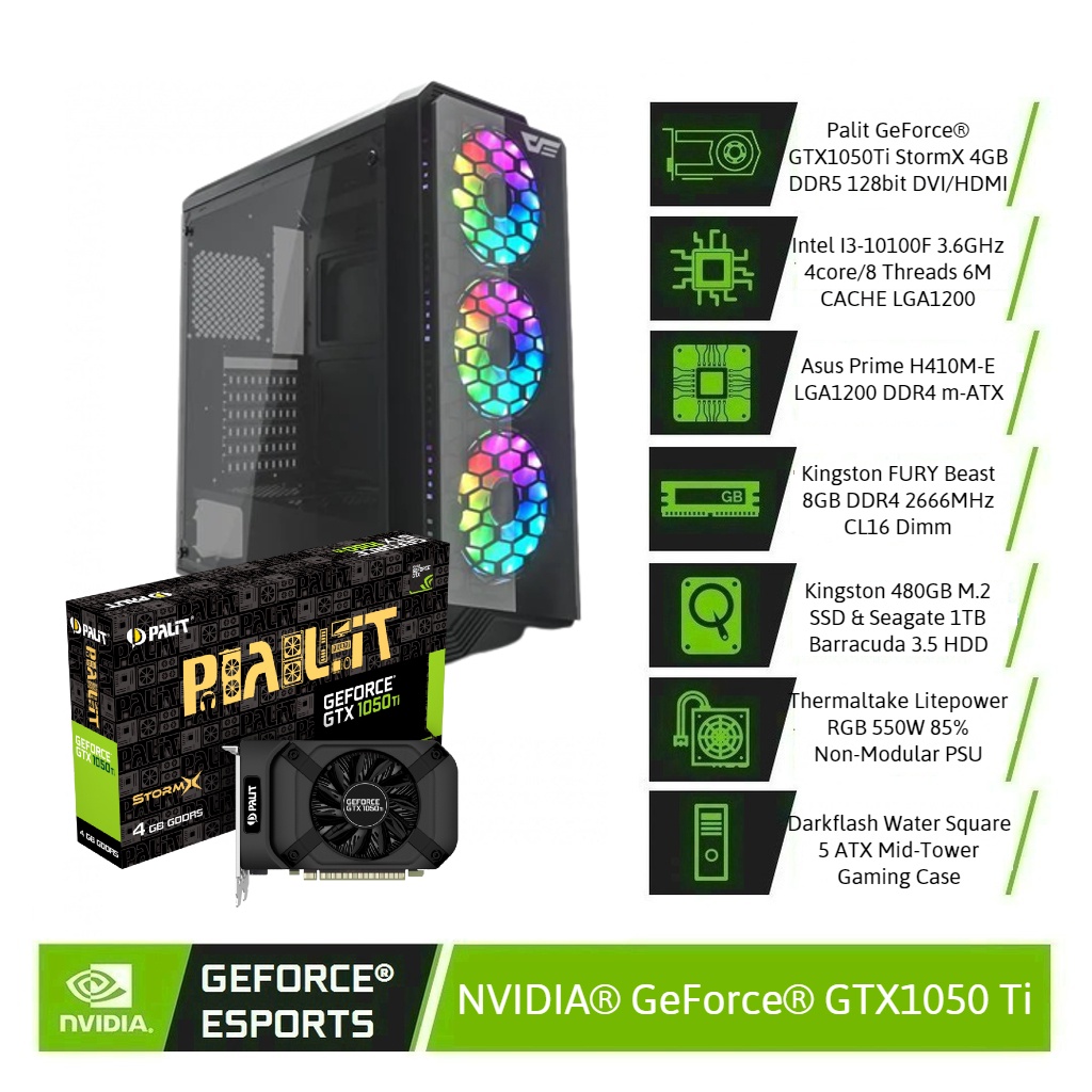 NVIDIA® GeForce® Gaming PC GeForce® GTX 1050 Ti with Intel I310100F