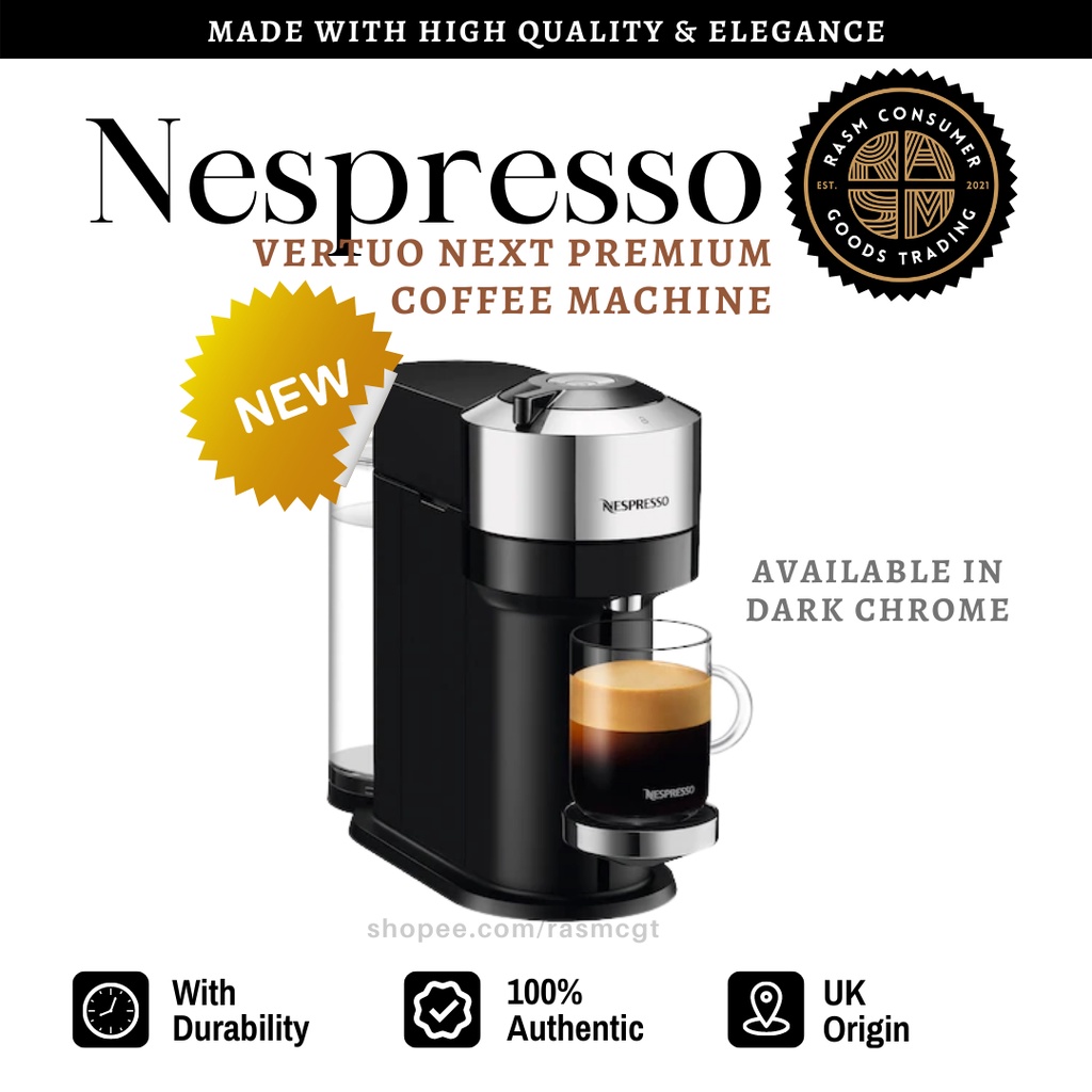 Nespresso Vertuo Next Premium Coffee Machine, Dark Chrome with