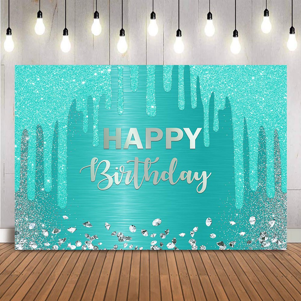 Green Glitter Birthday Photo Background Sliver Happy Birthday Party