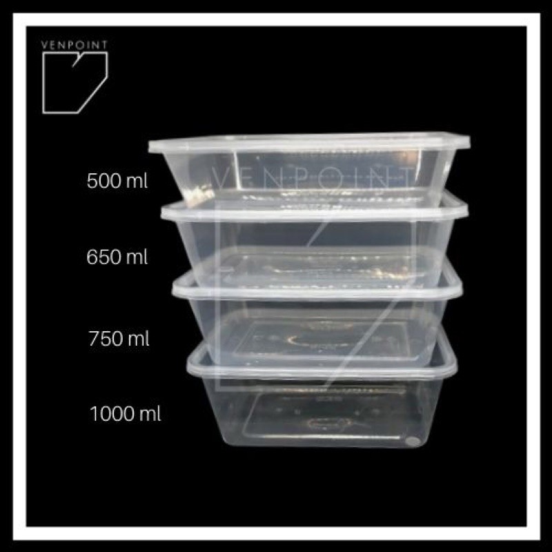 Rectangular Microwavable Plastic Container RE 500 ml 650ml 750ml 1000ml